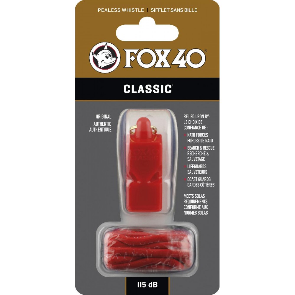 Σφυρίχτρα FOX40 Classic Safety Κόκκινη με Κορδόνι